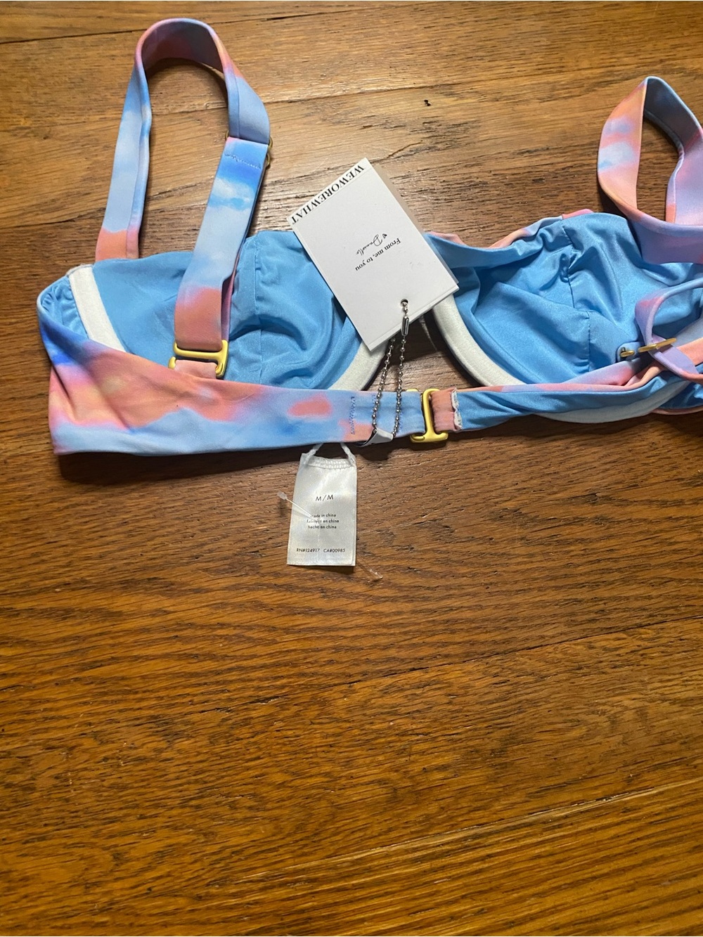 WeWoreWhat Sorrento Underwire Bikini Top Sunset Multi Tie Dye Medium NWT - Picture 4 of 7